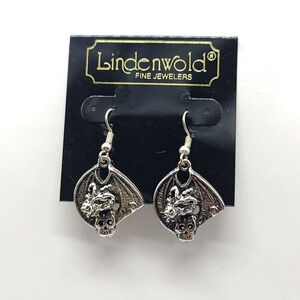 Lindenwold Silver Tone 3D Bat Flying With Skull Stranger Things Halloween